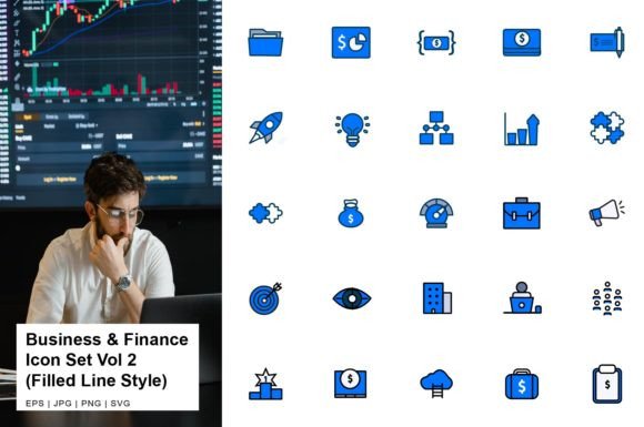 Business and Finance Icon Filled Line V2: Elevating Professional Visual Communication