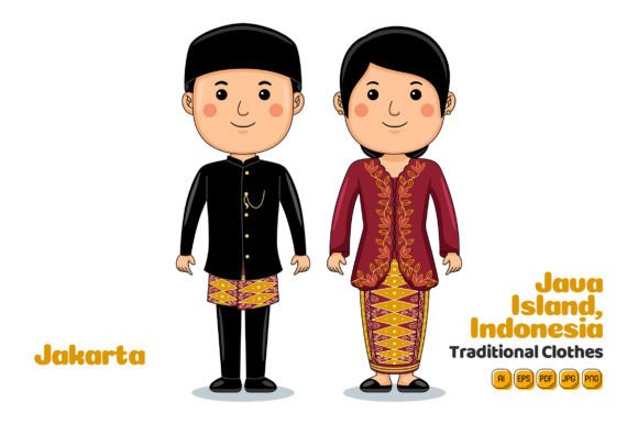 Exploring Jakarta Indonesia Traditional Cloth 02 Vector Illustrations