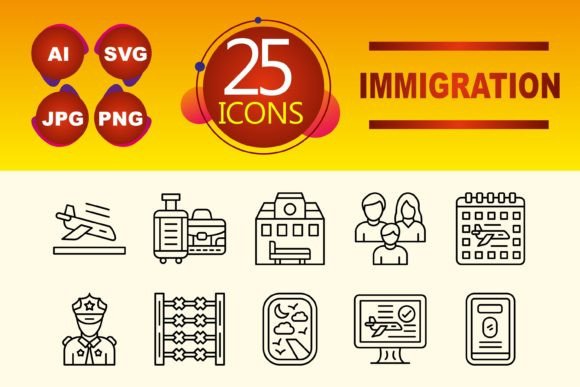 Immigration Icon Sets for Digital Communication