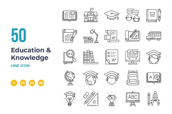 The Power of Line: Simplifying Communication with the Education and Knowledge Icon Set
