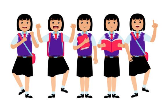 The Strategic Potential of Girl Student Wearing Uniform Vector 04